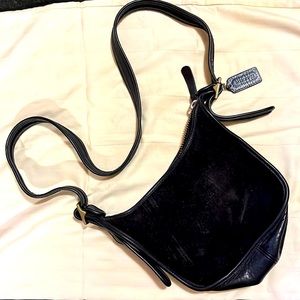 Coach black suede cross body bag